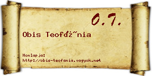 Obis Teofánia névjegykártya